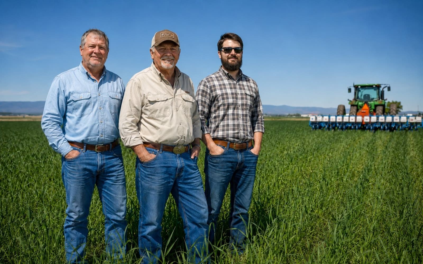 Agricultural business owners standing in their field